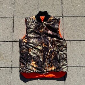 Camo vest with orange lining